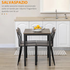Dining Set: 5 Piece Dining Set with 1 Rectangular Table 100x63x76. 5 cm and 4 Chairs 45x40x82 cm, in Steel and MDF - Borgè