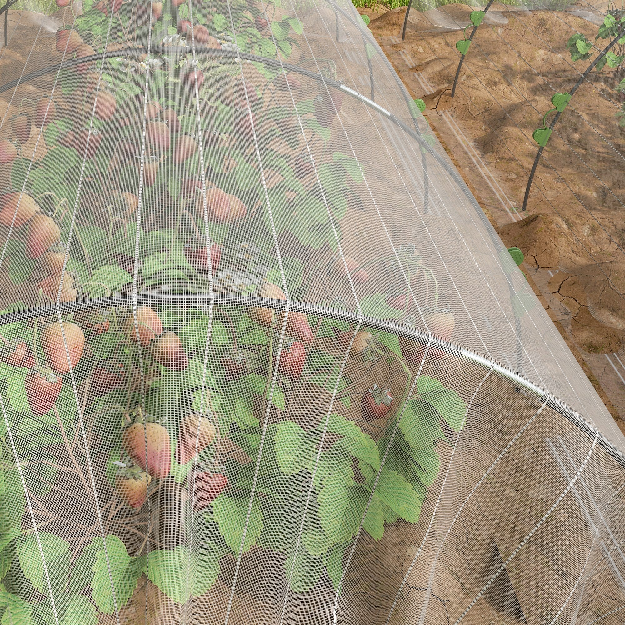 Outsunny Plant Cover Mesh with Flexible Arches and Fixing Clips, White - Borgè