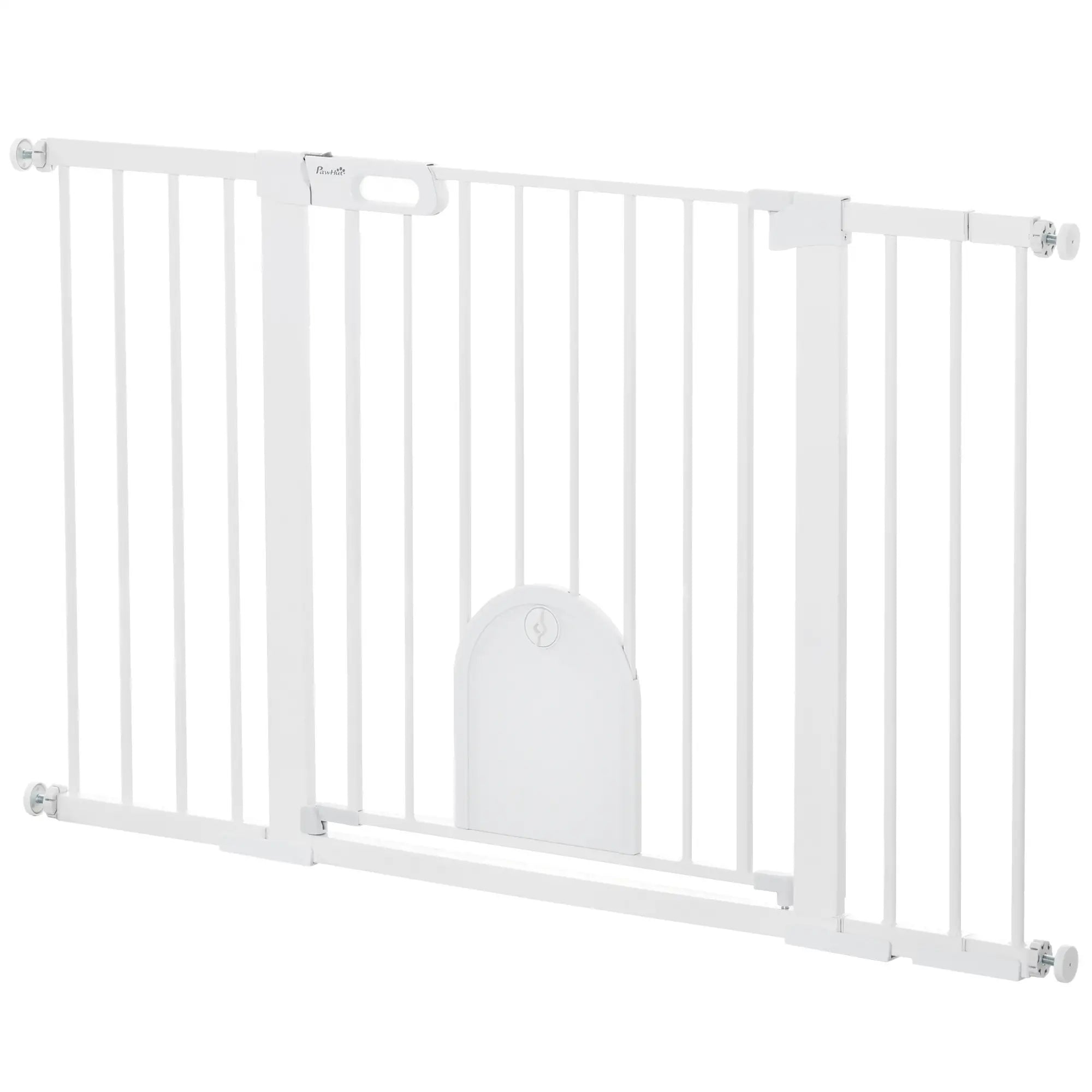 Extendable Dog Gate with Self-Closing Door, Metal and ABS, 75-131x76 cm, White - Borge' Group Limited