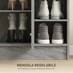 Modern Wooden Shoe Rack with 4 Open Shelves and 12-Pair Storage, 83x30x90 cm, Cement Grey