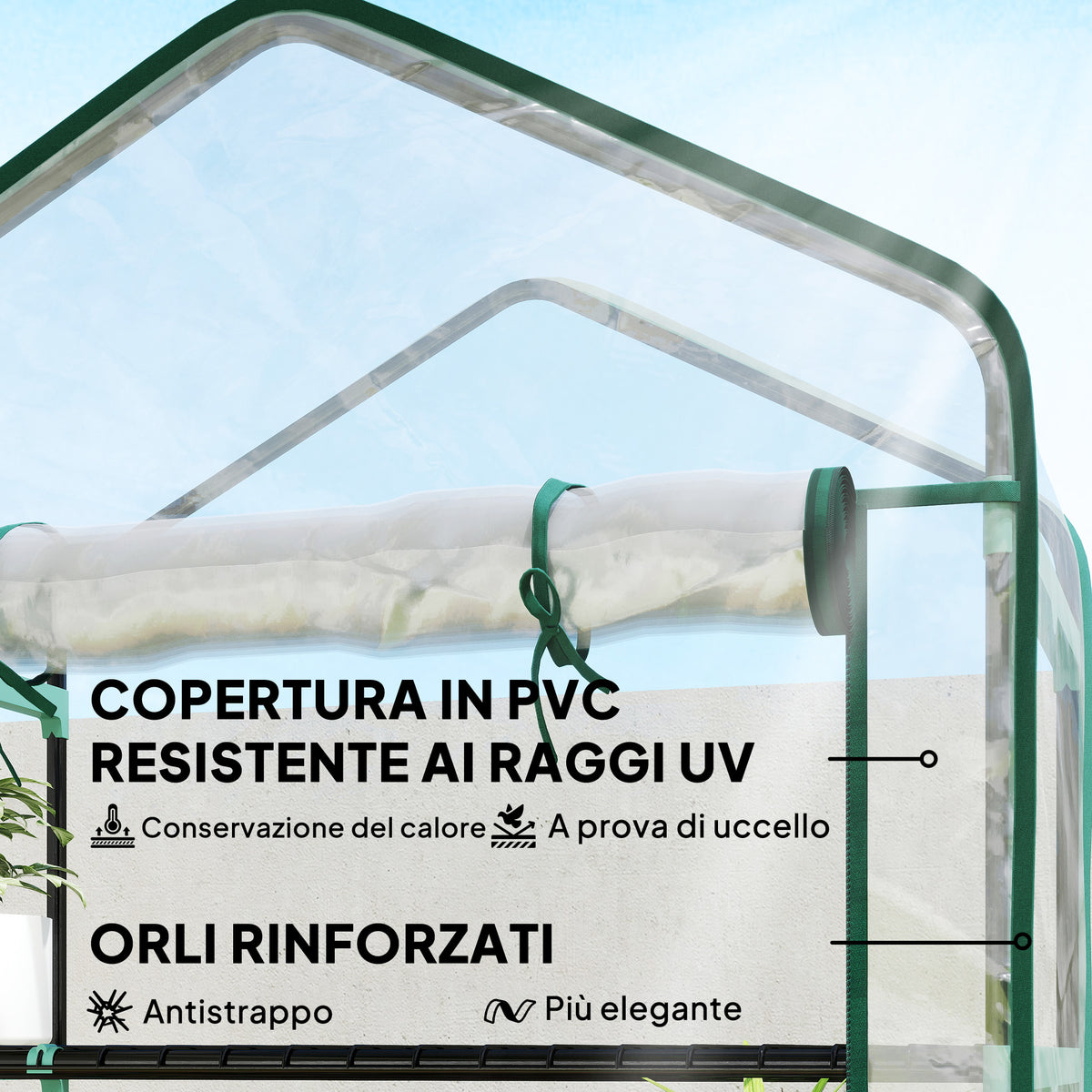 Outsunny 5-Tier Greenhouse with Roll-Up Entrance, Steel and Polyethylene, 90x49x193 cm, Transparent