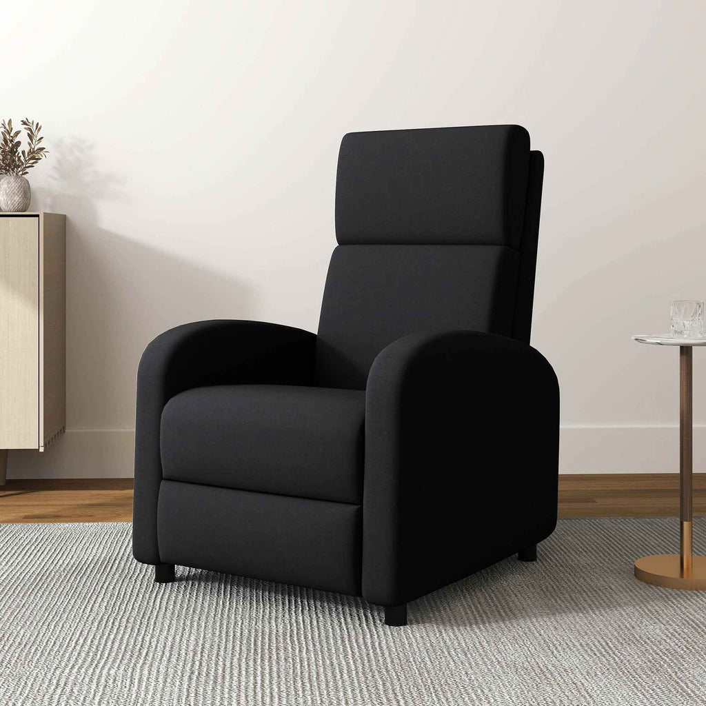 HOMCOM 160° Manual Reclining Relaxing Chair with Linen-Effect Fabric Footrest, Black