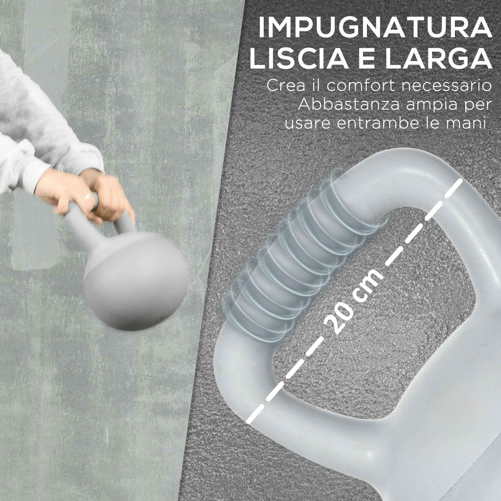 SPORTNOW Kettlebell 4kg in PVC and Metal Sand for Shoulder and Bicep Training, 19x19x26 cm, Grey