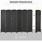 6-Panel Folding Room Divider, 240x170 cm, Black