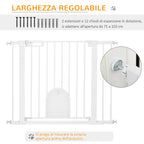 Adjustable Dog Gate with Small Door and Automatic Closure, 75-103x76cm, White