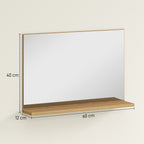 Wall Mounted Bathroom Mirror with Shelf, Modern and Multipurpose Design, 60x12x40 cm, Wood