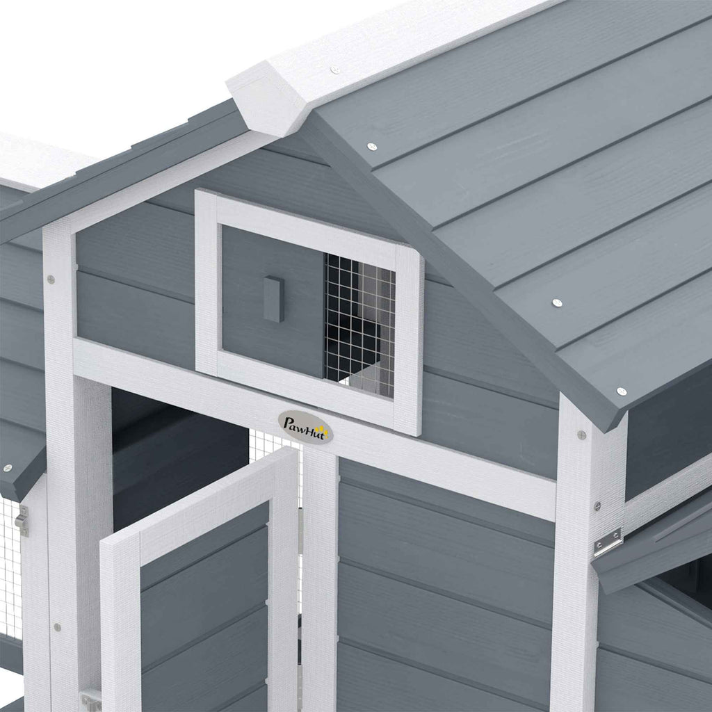 PawHut Wooden Chicken Coop, 151.5x54x87cm, Dark Grey