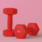 SPORTNOW Set of 2 Hexagonal Dumbbells weighing 2x4 kg in Metal and Plastic with Non-Slip Grip, 19x9x9 cm, Red