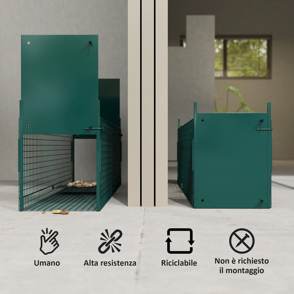 Small Animal Cage Trap, Mouse and Rat Cage with Double Door, 100x25x28cm