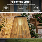Outsunny Waterproof Solar Lamp with Automatic Switching, in Rattan and Steel, 35x35x55 cm, Yellow