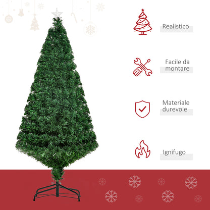 CHRISTMAS TREE - Artificial Christmas Tree 150cm with Optical Fibers and LED Lights, Luminous Christmas Tree with 180 Branches, Green