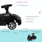 Children's Ride-On Toy Car with Steering Wheel, Built-in Lights and Music, PP and Metal, 63.5x28x36 cm, Black