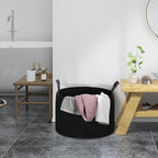 88L Portable Foldable Laundry Hamper with Natural Cotton Handles, Ø56x35.5 cm, Black