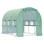 Outsunny 3x2x2m Steel Vegetable Garden Greenhouse with PE Cover, Zip Doors and Mesh Windows, Green