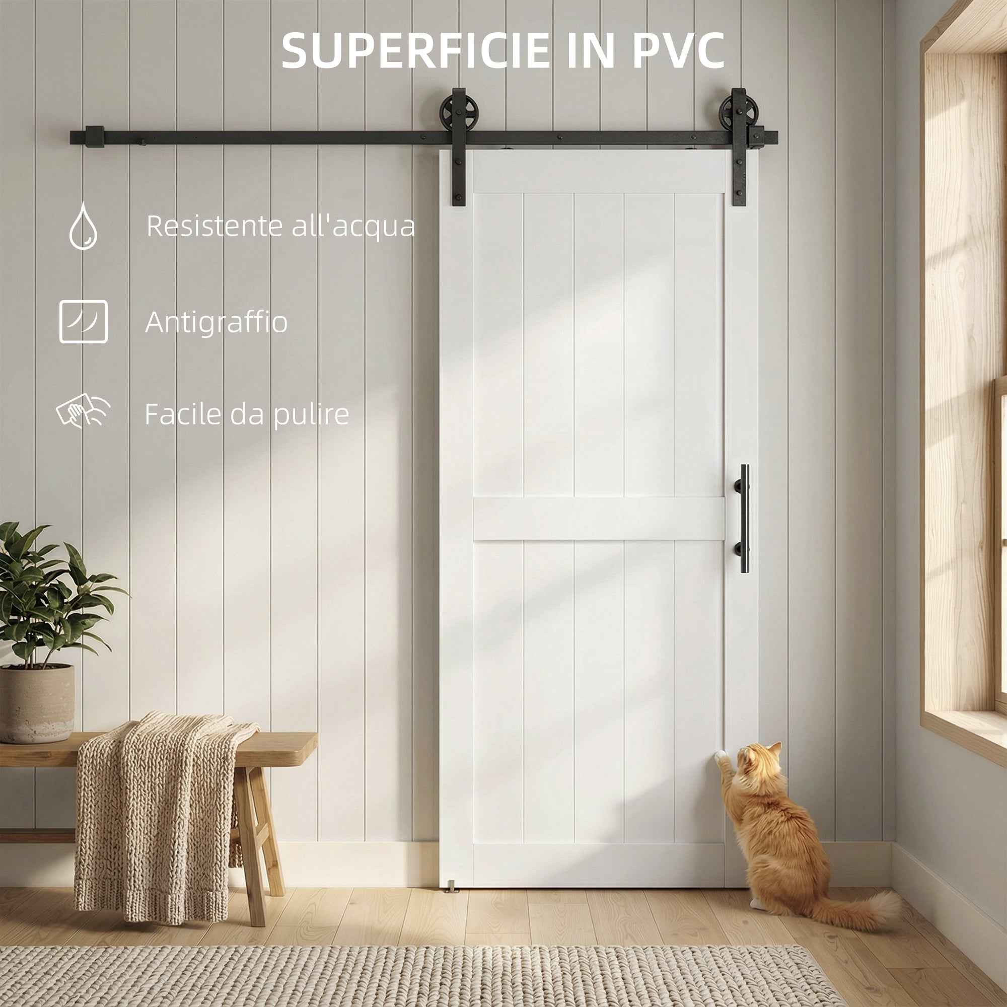 Sliding Door Industrial Style Interior Door, 81.3x213.4cm, Wood