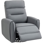 Manually Reclining Relaxing Chair with Leather-Effect Fabric Footrest and Swivel Base, Grey