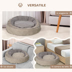 Padded Dog Bed with Cushion and Raised Edges, Fabric Cover, 85x85x35cm, Grey