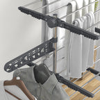 Vertical Drying Rack with 4 Adjustable Shelves, in Steel and Plastic, 142x55x172 cm, Grey and Silver