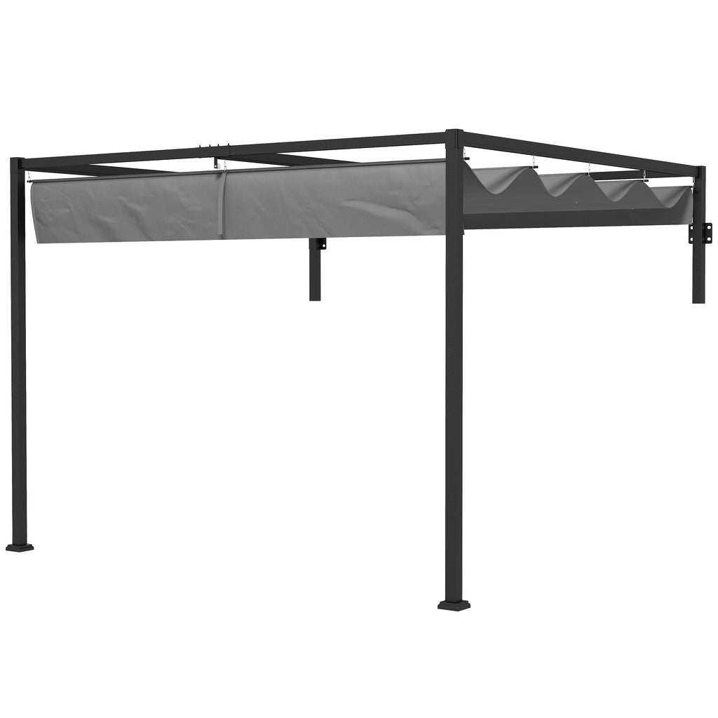 Outsunny Pergola Gazebo 3x4 m with retractable roof and drainage holes, steel and polyester, gray - Borgè