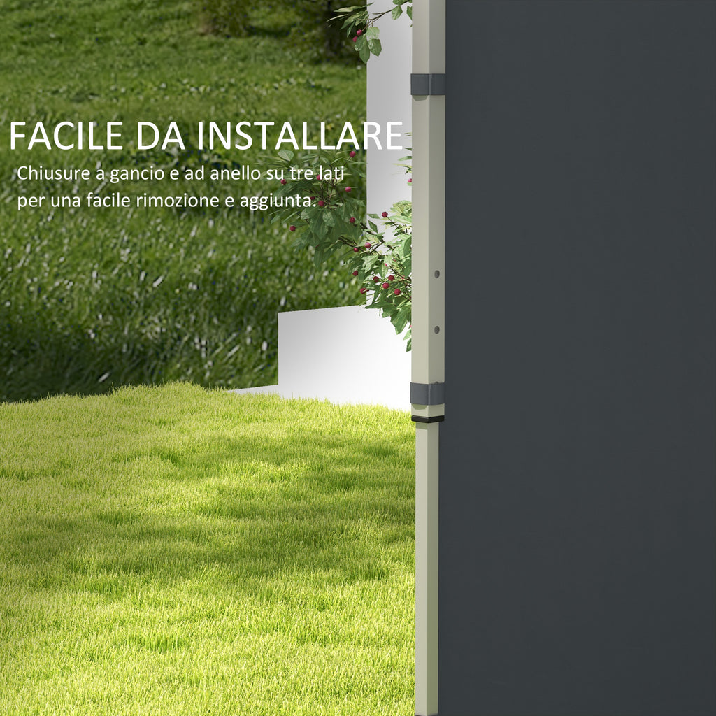 Set of 2 Gazebo Walls 3x3 and 3x6 m in Oxford Fabric with Hinged Doors, 295x195 cm, Dark Gray - Borgè