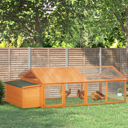 Wooden Chicken Coop for 4-8 Chickens with Wire Mesh and Opening Roof, 240x112. 5x76 cm, Orange