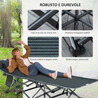 Folding and Padded Camping Cot with Storage Pocket, 188x64.5x53 cm, Gray