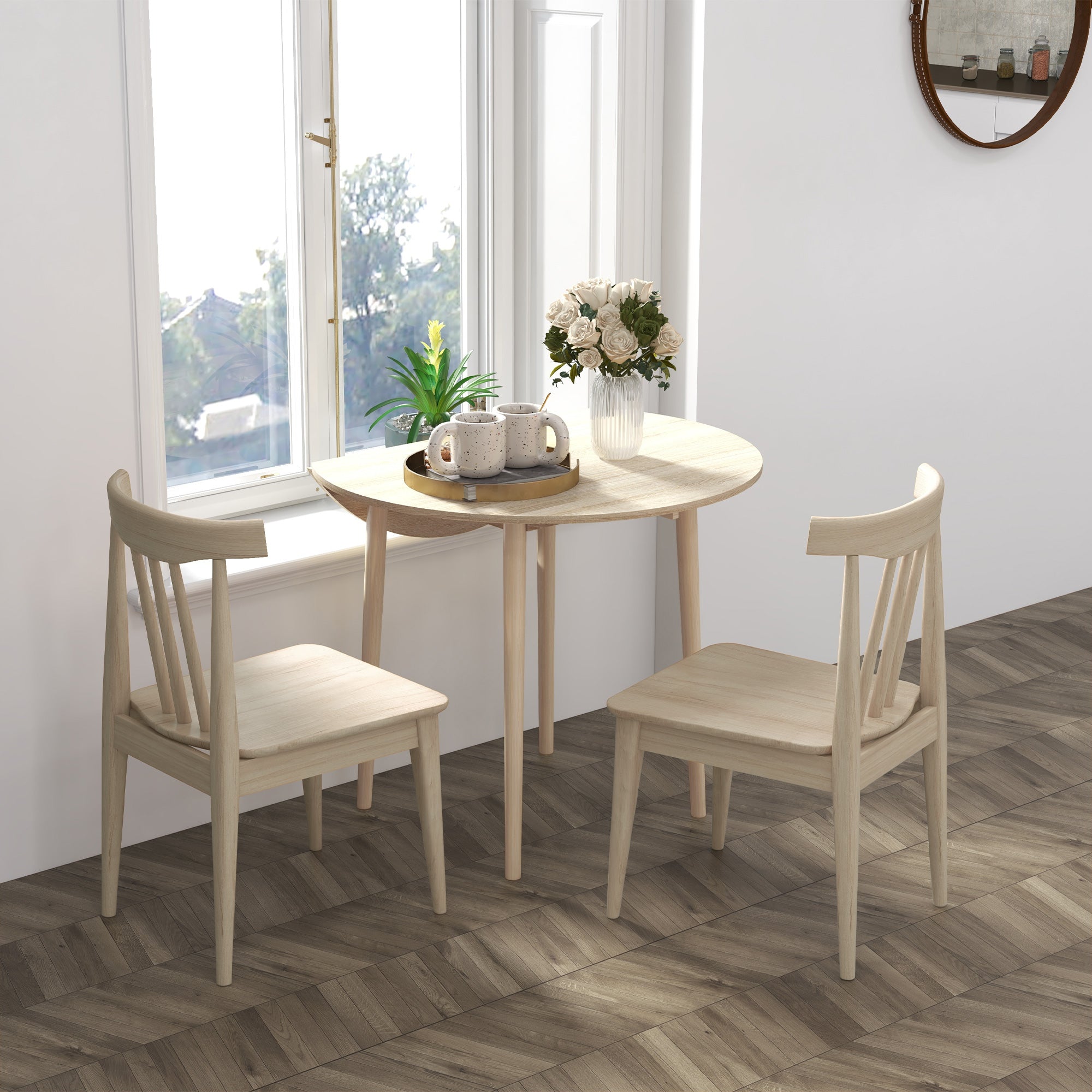HOMCOM Modern Folding Table for Kitchen and Living Room, in Chipboard, Ø89x73.5 cm - Borgè