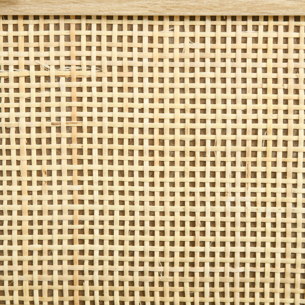 HOMCOM 4-Drawer Chest of Drawers in Chipboard and Rattan for Living Room and Bedroom, 80x38x80 cm