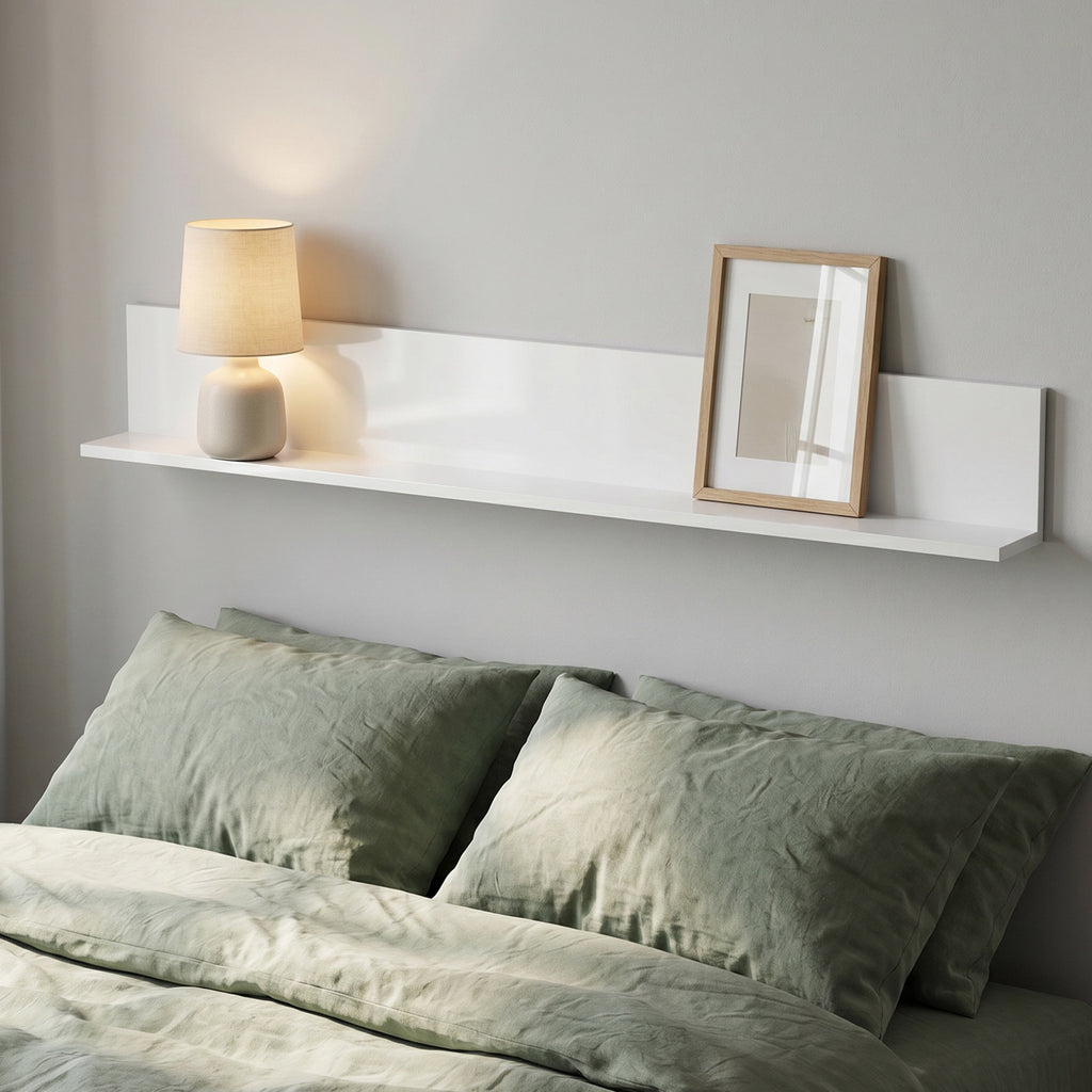 HOMCOM Wall Shelf for Living Room and Bedroom, 1.5 cm Thick, Made of Wood with a Glossy Finish, White
