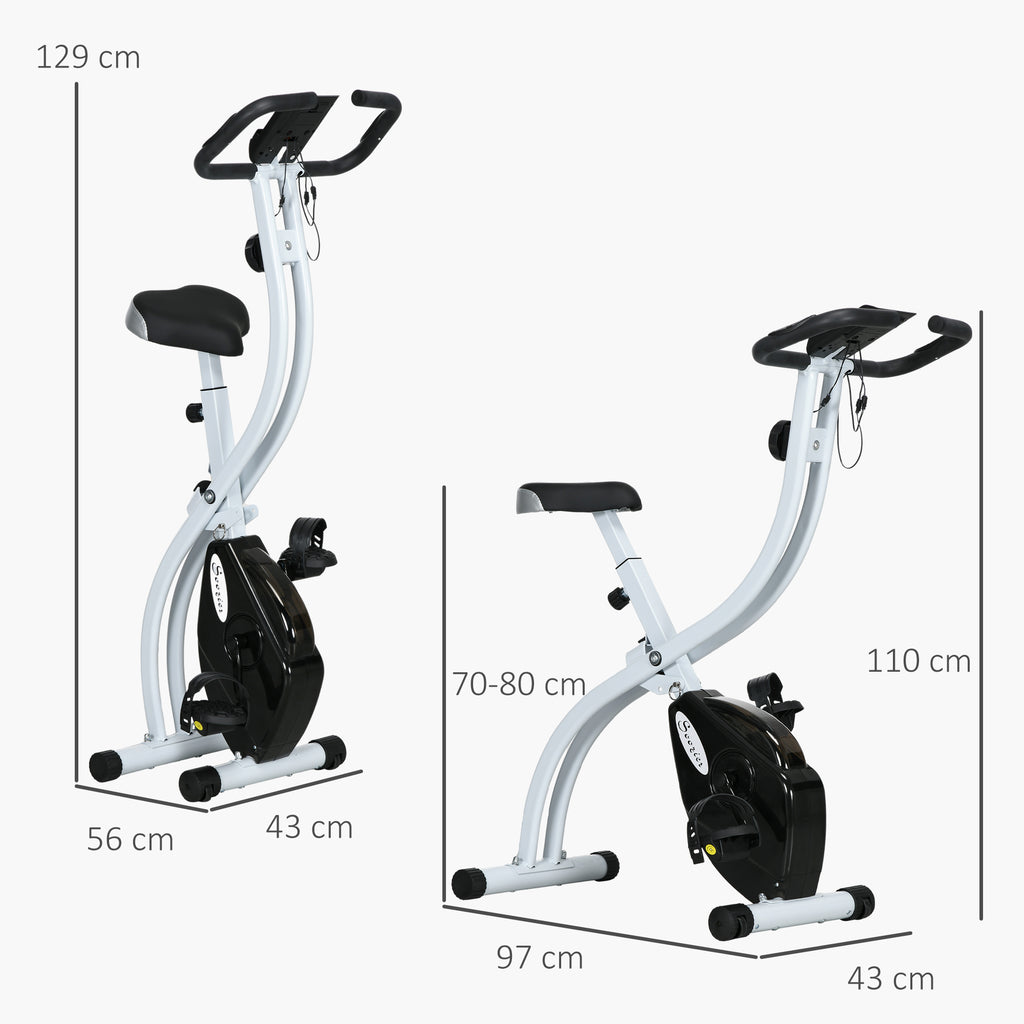 Folding Magnetic Exercise Bike with 8 Resistance Levels and Adjustable Seat, Steel, 97x43x110 cm, Black