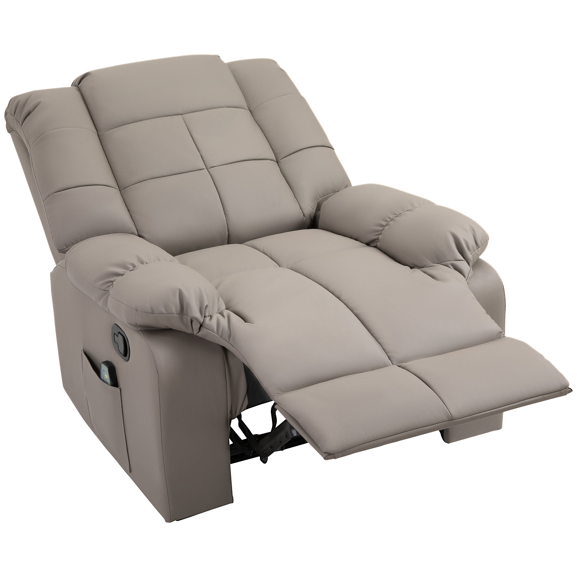 Relax Armchair with 8 Massage Points and 165° Reclining in Faux Leather, Gray - Borgè