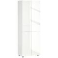 Kitchen Pantry with 4 Doors, 3 Adjustable Shelves and 5-Tier Shelves in MDF and Chipboard, 60x35x170 cm, White