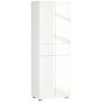 Kitchen Pantry with 4 Doors, 3 Adjustable Shelves and 5-Tier Shelves in MDF and Chipboard, 60x35x170 cm, White