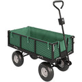 Outsunny 114L Steel Garden Cart with Storage Bag and Removable Walls, 105x51x54 cm, Green