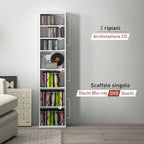 HOMCOM CD Rack with 6 Adjustable Shelves, 260 CDs/120 DVDs Capacity, 33x24x140 cm, White