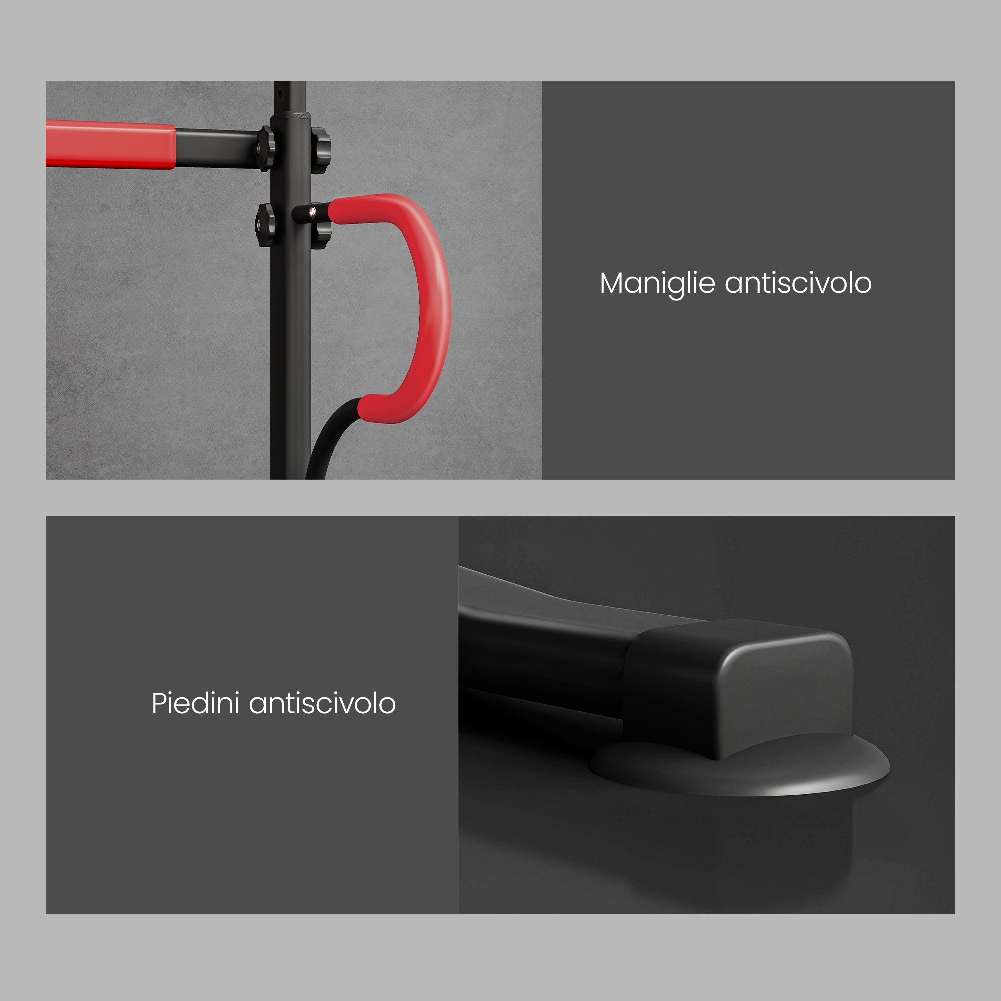 Power Tower Pull-Up Bar Multifunctional Fitness Station with Adjustable Height 171-219cm Black Red