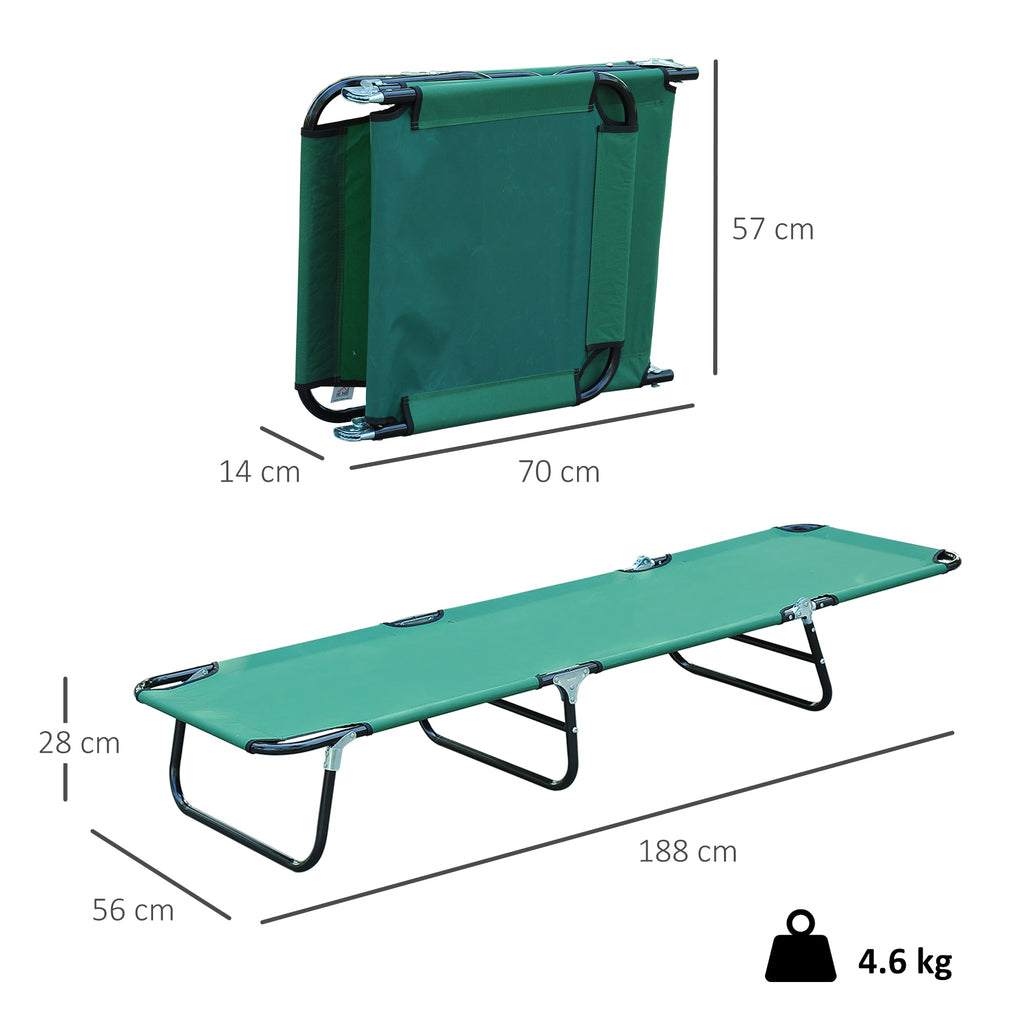 Folding Garden Lounger with 4-Position Reclining Backrest, 188x56x28cm, Green
