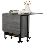 Folding Dining Table for up to 6 People with Shelf, in Wood and Metal, 130x80x74 cm, Grey