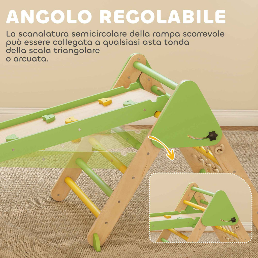 AIYAPLAY 8-in-1 Children's Play Set with Triangle, Smooth Wall and Arch, Made of Poplar and Pine Wood, 191.5 x 74.5 x 63 cm