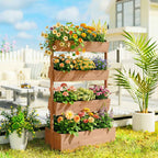 Outsunny Raised Garden Bed, Vertical Wooden Planter with Drainage and Lining.