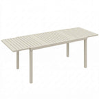 Outsunny Extendable Garden Table for 6-8 People, Aluminum with Slatted Top, White