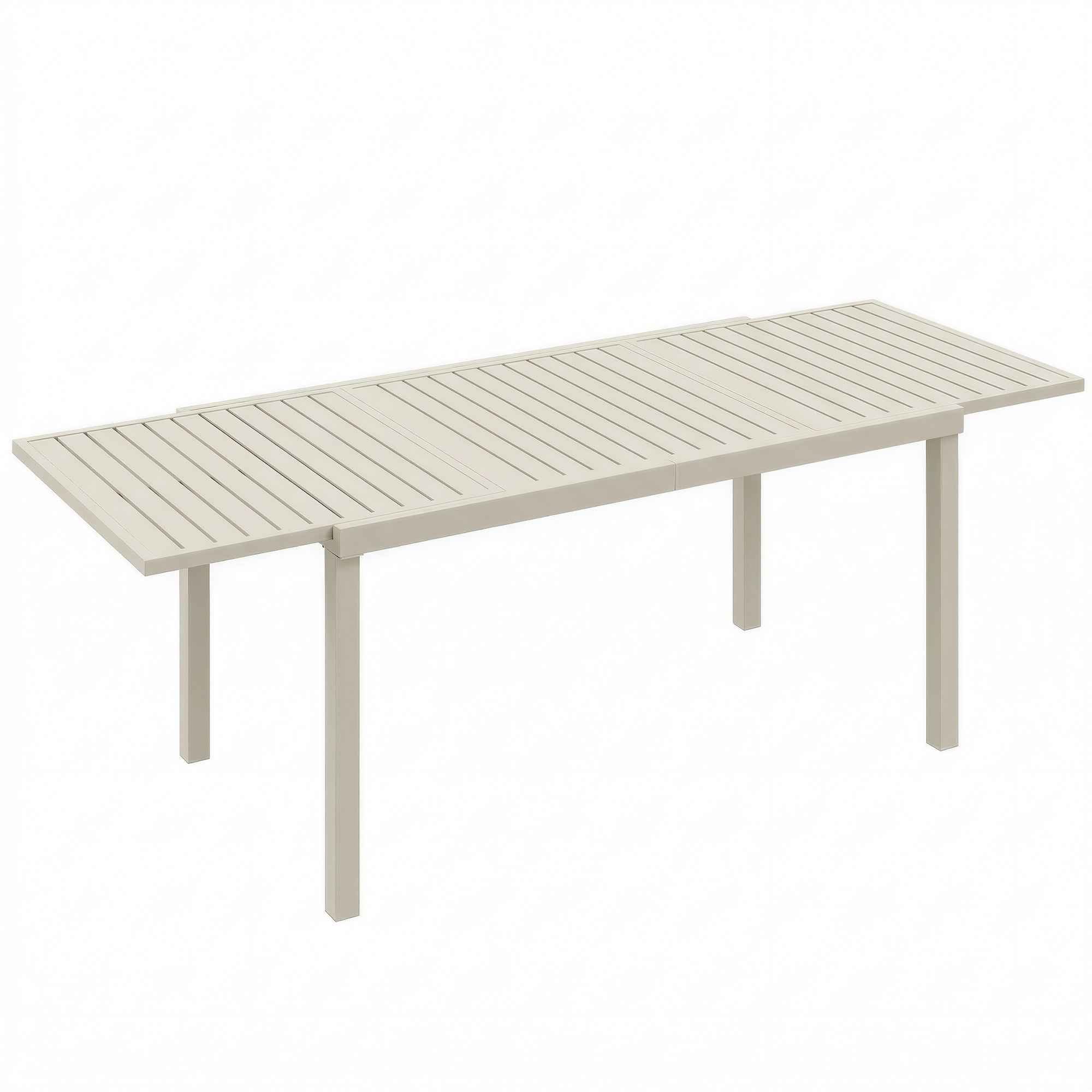 Outsunny Extendable Garden Table for 6-8 People, Aluminum with Slatted Top, White