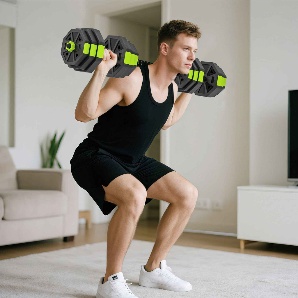 SPORTNOW 6-in-1 Multifunction Gym Weight Set, 25kg Total, Made of Plastic and Sand, 125x18x18 cm, Green