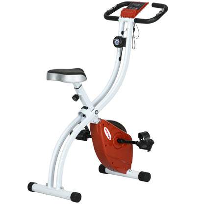 Folding Magnetic Exercise Bike with 8 Resistance Levels and Adjustable Seat, Steel, 97x43x110 cm, Red