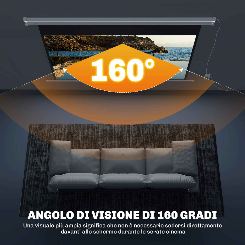 HOMCOM 84-Inch Projector Screen with Remote Control, PVC and Metal, 212 x 8 x 150 cm, White