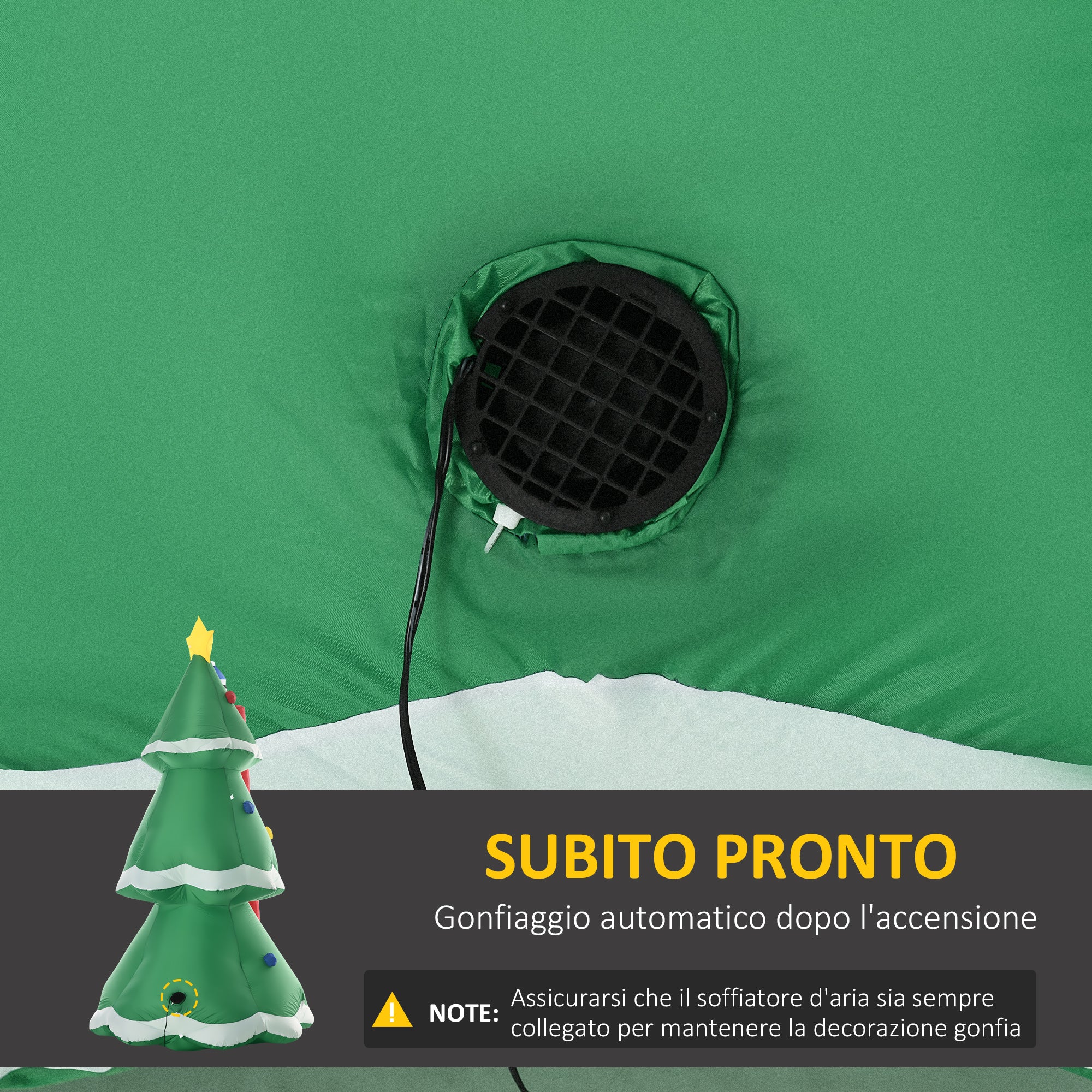 Inflatable Christmas Tree with Santa Claus and LED Lights, Inflator Included, 162x125x247cm