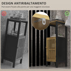 HOMCOM Bathroom Cabinet with Open Shelf and Cabinet, in MDF and Bamboo, 32x30x90.5 cm, Black and Wood Color - Borgè