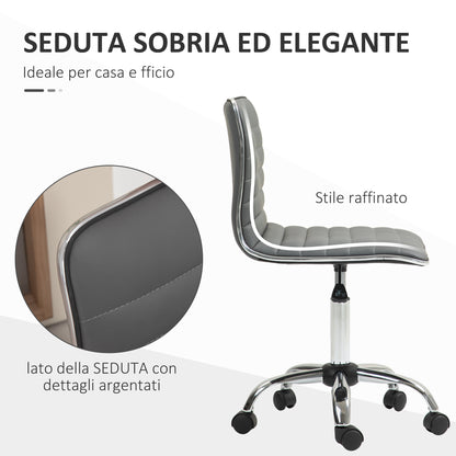 Ergonomic PU Leather Office Chair with Adjustable Height, Swivel Seat and Wheels, Dark Grey