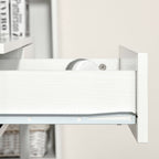 Space-Saving Desk Table for Bedroom and Office, Writing Desk with Drawers and Wheels, Double or Single Workstation, 100x36x88cm, White