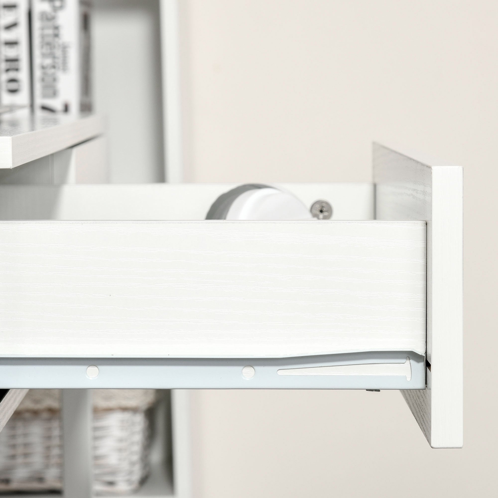 Space-Saving Desk Table for Bedroom and Office, Writing Desk with Drawers and Wheels, Double or Single Workstation, 100x36x88cm, White